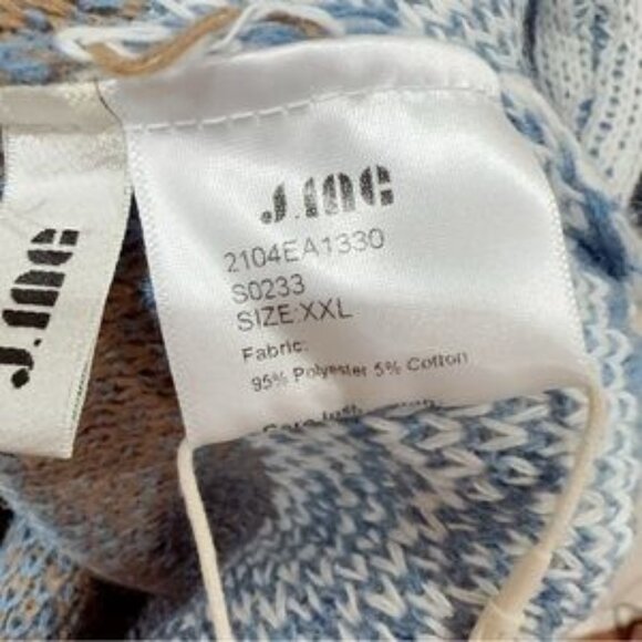 NWT J.ING Jing Unisex Blue Christmas Ugly Sweater Elk Pattern Oversize Jumper - Picture 2 of 5